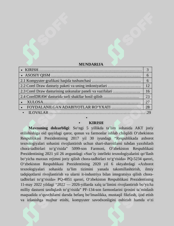 Corel Draw dasturining uskunalar paneli va uning vazifalari 2