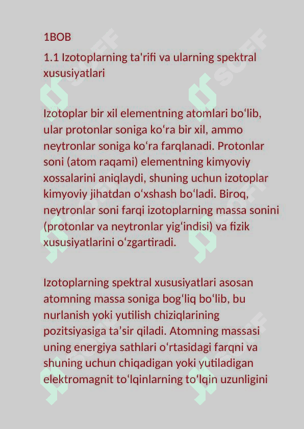 Spektral chiziqlarning izotopik siljishi. Bor nazariyasining asosiy kamchiliklari 5