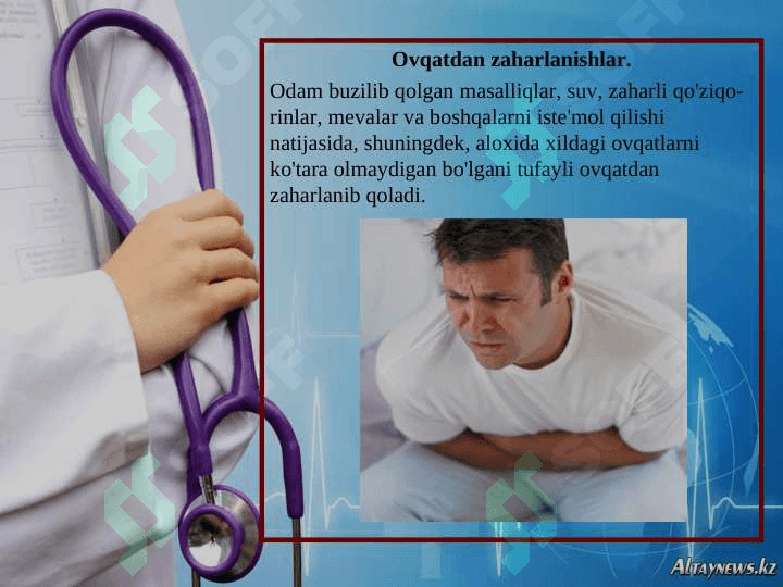 OVQATLANISHDAN ZAHARLANISH VA ULARGA  QO'YILADIGAN OVQATLANISH GIGIYENASI 2