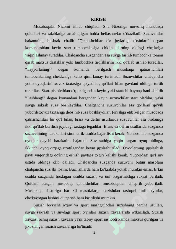 MUSOBAQALARGA TAYYORLASH VA TANLASH. 2