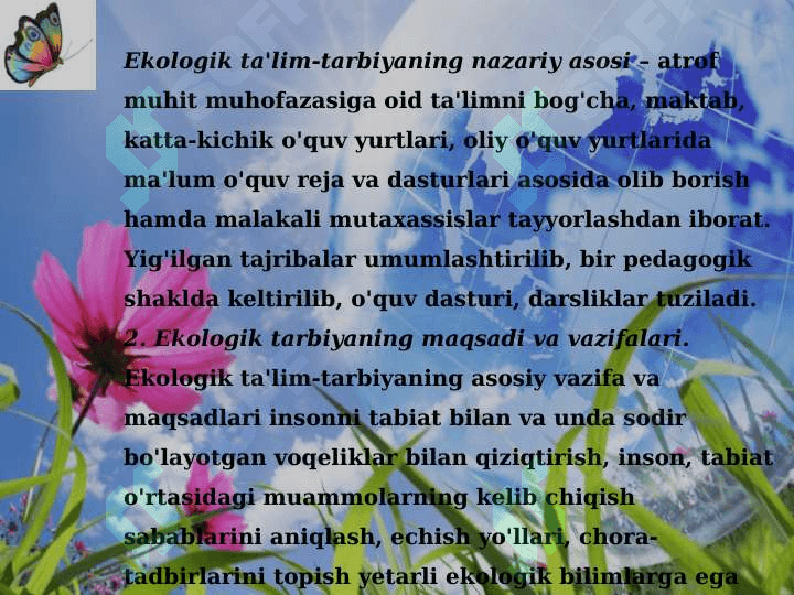 O'QUVCHILARGA TABIATNI E'ZOZLASHGA O'RGANISH 7