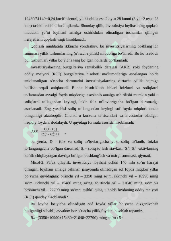 Investitsiya loyihalarining moliyaviy va iqtisodiy samaradorligini baholash 6