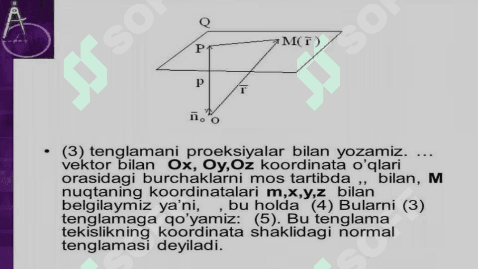 TEKISLIKDAGI TO`G`RI CHIZIQ TENGLAMALARI 6
