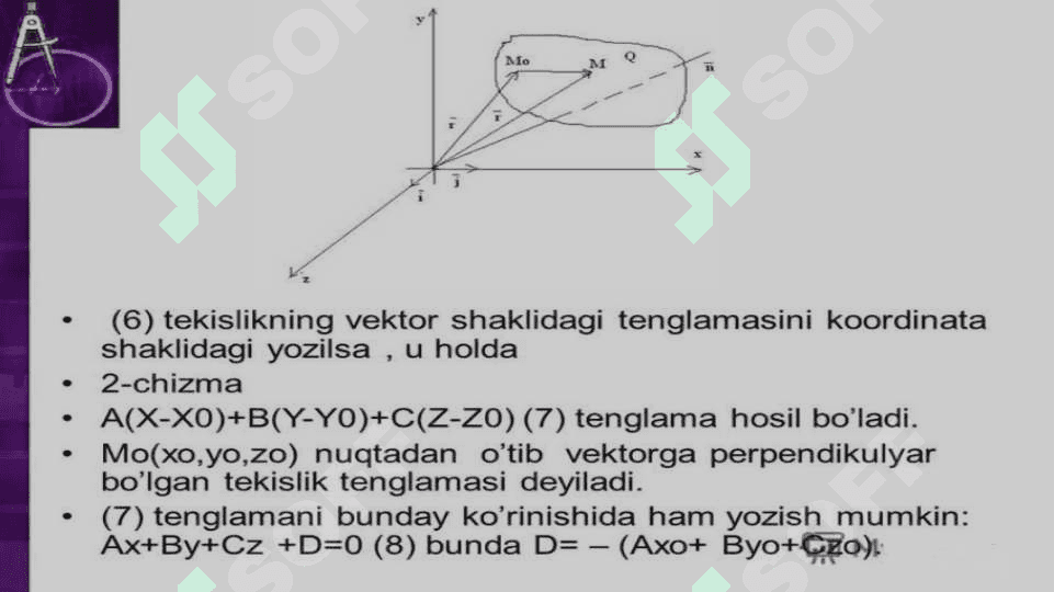 TEKISLIKDAGI TO`G`RI CHIZIQ TENGLAMALARI 8