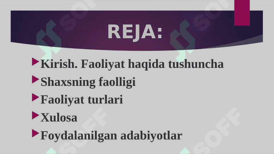 Shaxsning faolligi. Faoliyat turlari 2