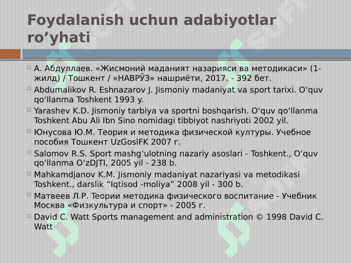 Jismoniy madaniyat nazariyasi va metodikasi fanining maqsadi va vazifalari 3