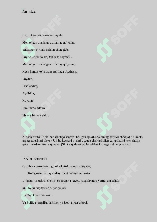 Zulfiyaxonim ttavalludiga tadbir ssenariyysi 3