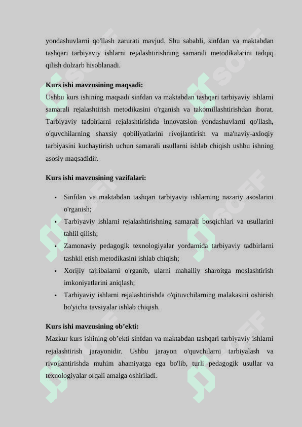 Sinfdan va maktabdan tashqari tarbiyaviy ishlarni rejalashtirish metodikasi 3