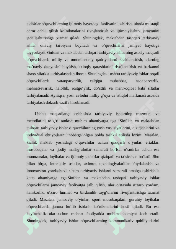 Sinfdan va maktabdan tashqari tarbiyaviy ishlarni rejalashtirish metodikasi 6