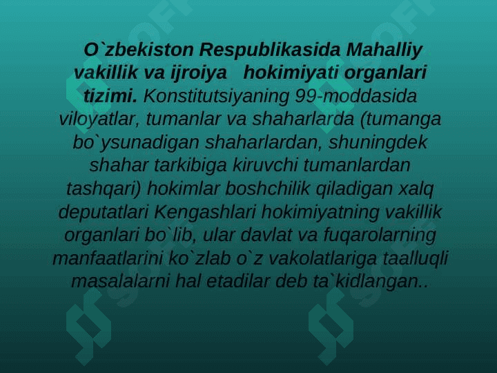 O`zbekiston  Respublikasining   mahalliy  hokimiyat organlari 2