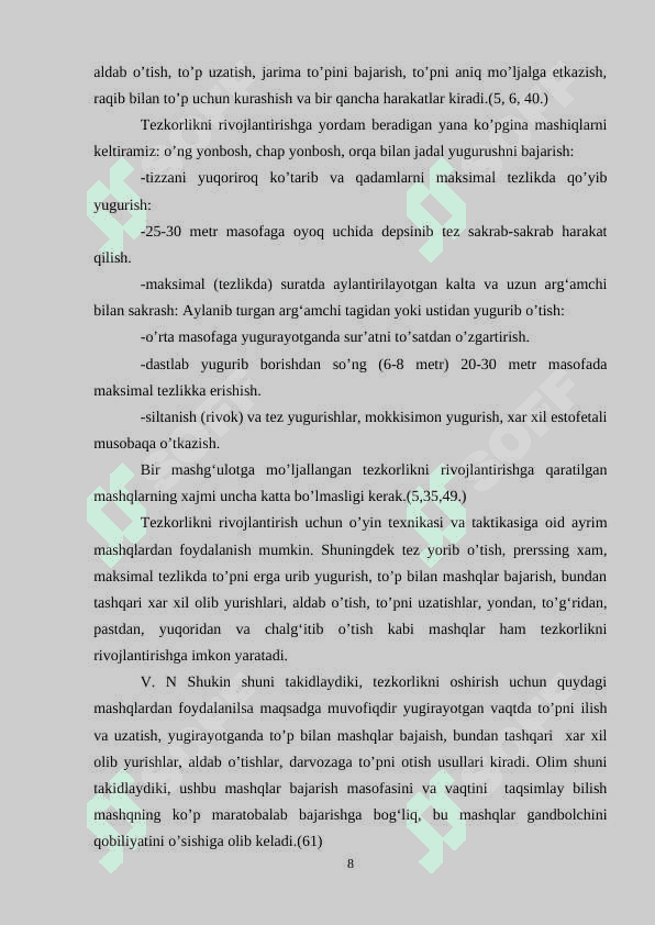 Gandbol bo’yicha sport to’garak mashg‘ulotlarini tashkil etish va o’tkazish usullari 8