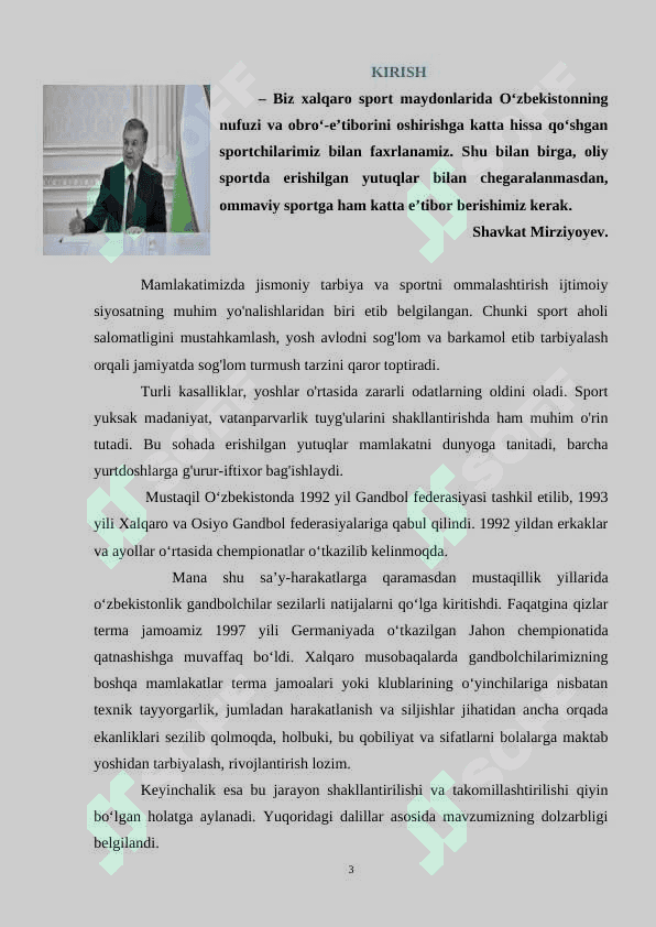 Gandbolchilarda jismoniy, texnik va taktik tayyorgarligini takomillashtirish uchun mashg’ulot vazifalari 3