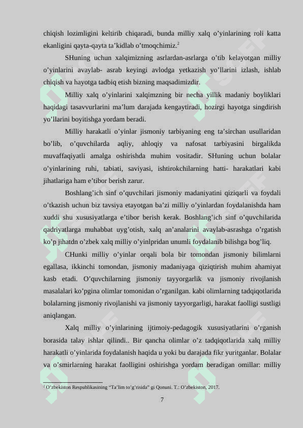 O‘quv-mashg‘ulot guruhlari shug‘ullanuvchilarini tayyorgarligida joriy nazorat ko‘rsatkichlarini tekshirish 7