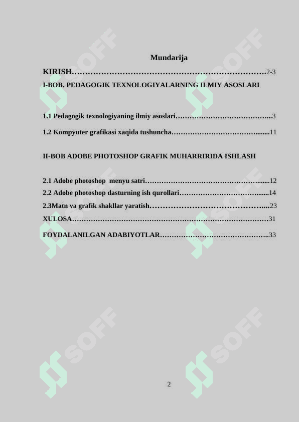 Photoshop grafik dasturida ishlash mavzusini o’qitishda interfaol texnologiyalardan foydalanish metodikasi 2