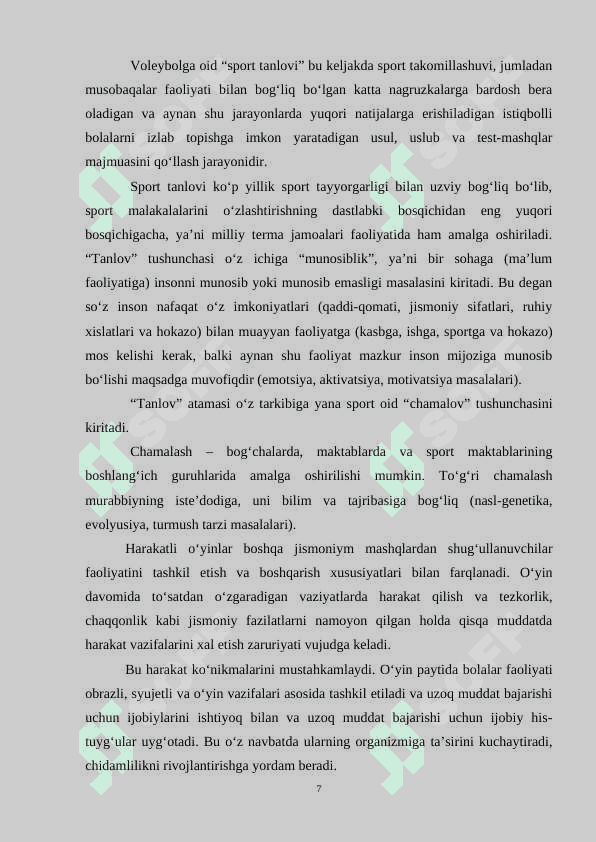 VOLEYBOL O`YINI JARAYONIDA PEDAGOGIK KUZATUVNI O`TKAZISH 7