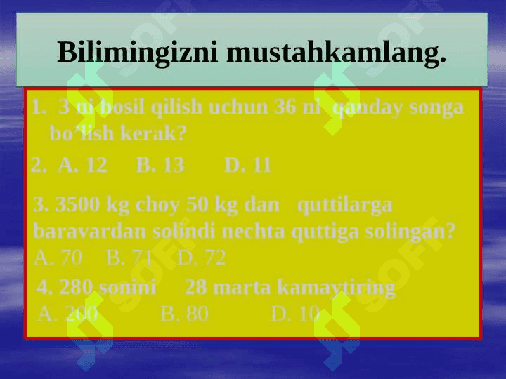 Yil yakuni mavzulari yuzasidan takrorlash 4