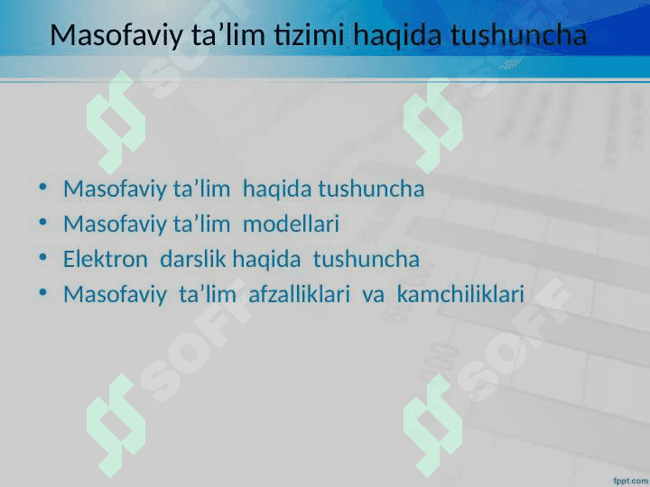 MASOFAVIY TA’LIM TIZIMI  HAQIDA TUSHUNCHA 2