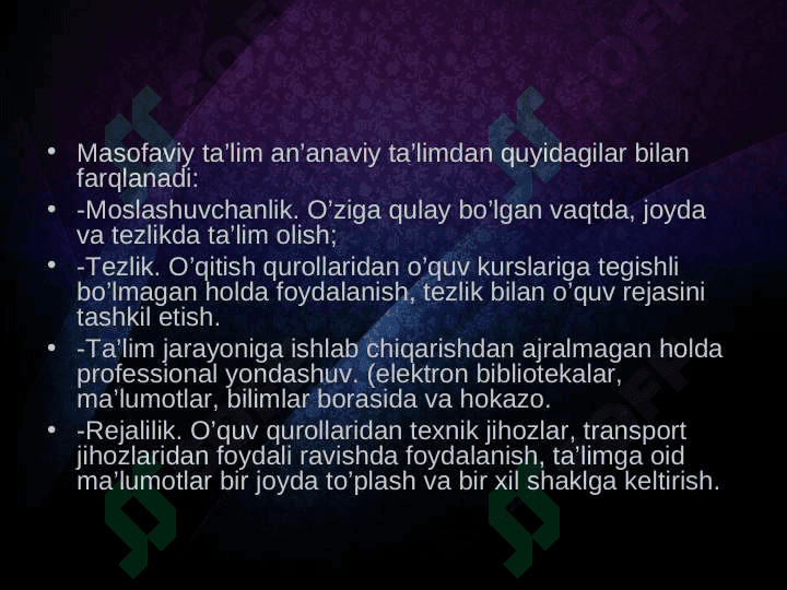 Masofaviy o’qitish tizimlari 6