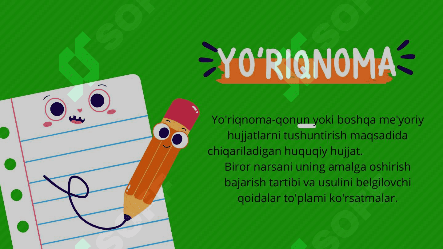 YO’RIQNOMA,  NIZOM VA USTAV 2