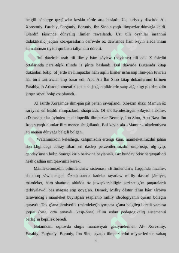 Biologiyanı oqıtıwda shıg`ıstıń oyanıw dáwirinde tálim hám tárbiyanıń áhmiyeti 4