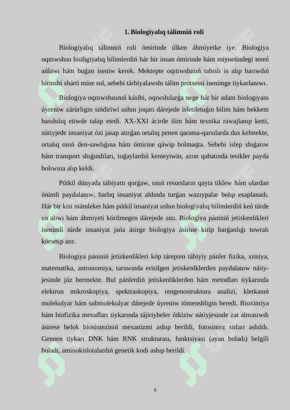 Biologiyanı oqıtıwda shıg`ıstıń oyanıw dáwirinde tálim hám tárbiyanıń áhmiyeti 6