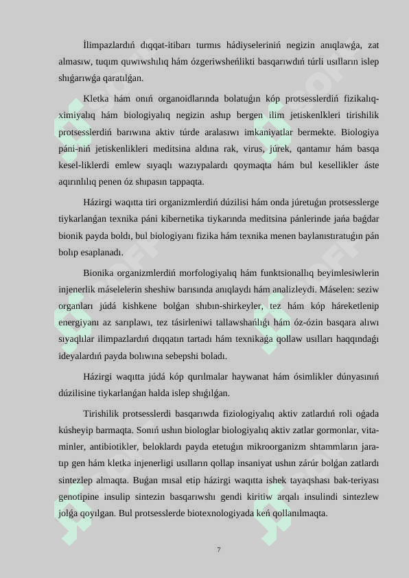 Biologiyanı oqıtıwda shıg`ıstıń oyanıw dáwirinde tálim hám tárbiyanıń áhmiyeti 7