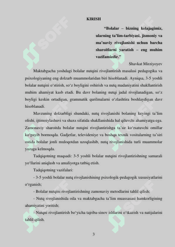 BOLALARNING 3 YOSHDAN 5 YOSHGACHA BO‘LGAN DAVRIDA NUTQINI RIVOJLANTIRISH. 3