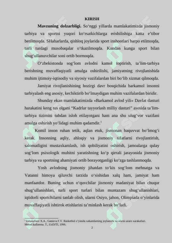 Basketbolchilarni xarakat sifatlarini tarbiyalash usullari  (umumiy  o‘rta ta'lim maktablari). 2