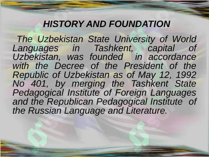 Uzbekistan  State World Languages University 2