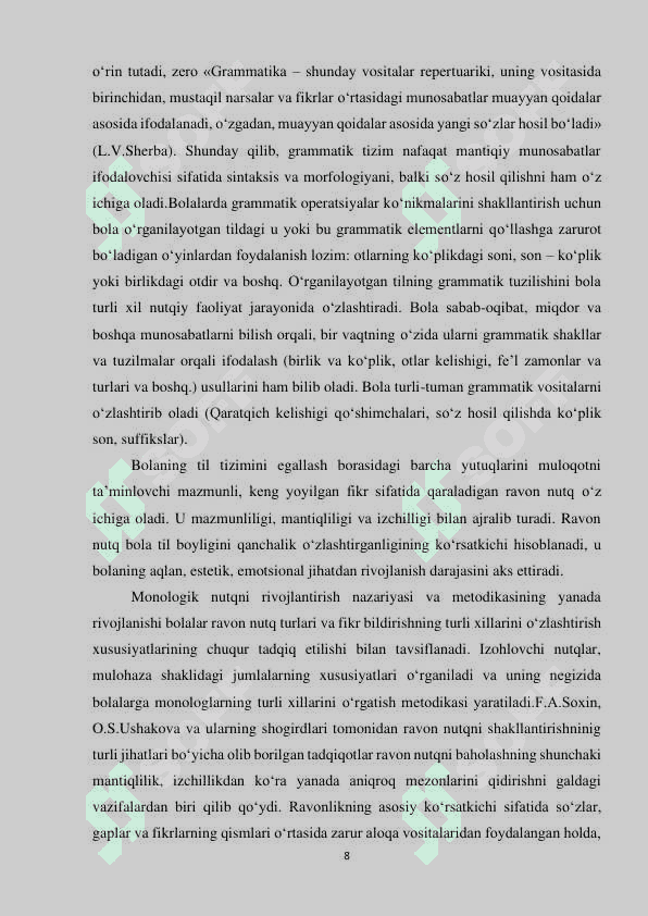 ALIFBE DARSLARIDA NUTQ TOVUSHLARINI TAHLIL VA  TARKIB QILISH PRIYOMLARINING QO‘LLANISHI 8