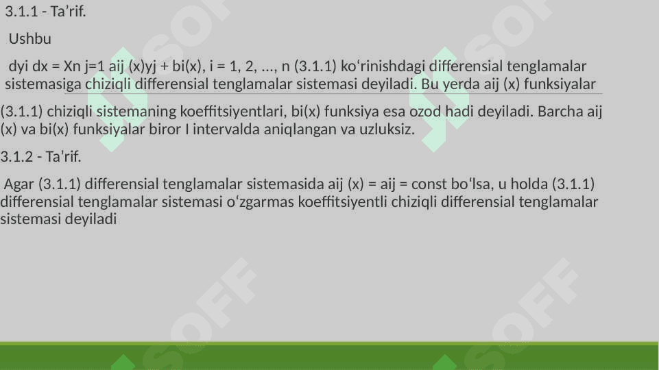 O`ZGARMAS KOEFFITSENTLI CHIZIQLI DIFFERENSIAL TENGLAMALAR SISTEMASI 2