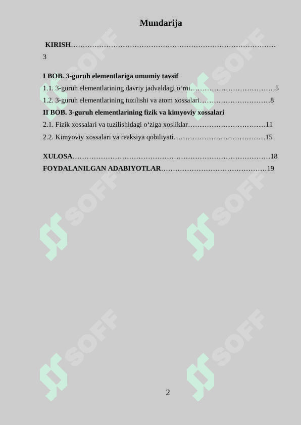 3-Gruppa elementlariga umumiy xarakteristika Kurs ishi 2