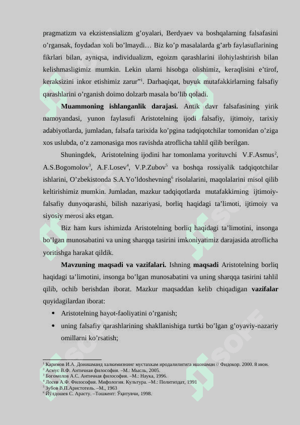 Aristotelning borliq haqidagi ta’limotining sharqqa tarqalishi K 4