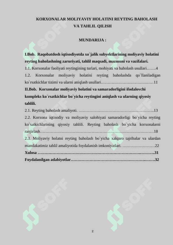 KORXONALAR MOLIYAVIY HOLATINI REYTING BAHOLASH VA TAHLIL QILISH 2