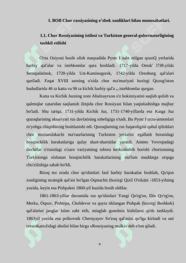 Chor Rossiyasining o’zbek xonliklari bilan o’zaro munosabatlari K 4