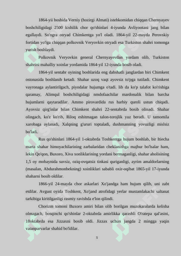 Chor Rossiyasining o’zbek xonliklari bilan o’zaro munosabatlari K 5