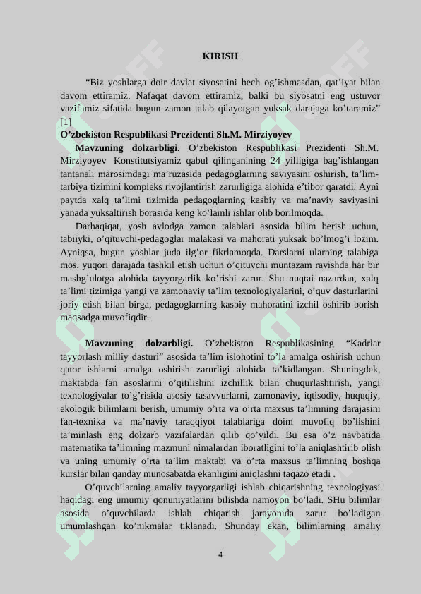 Dasturlash tillarini o’qitish metodikasi K 4