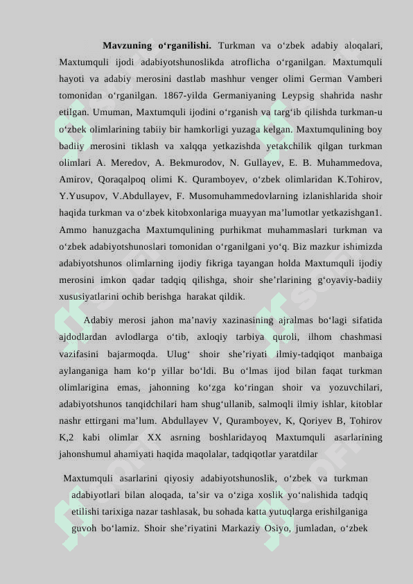 O‘zbek adabiyotida Maxtumquli an’analarini o‘rganish 4