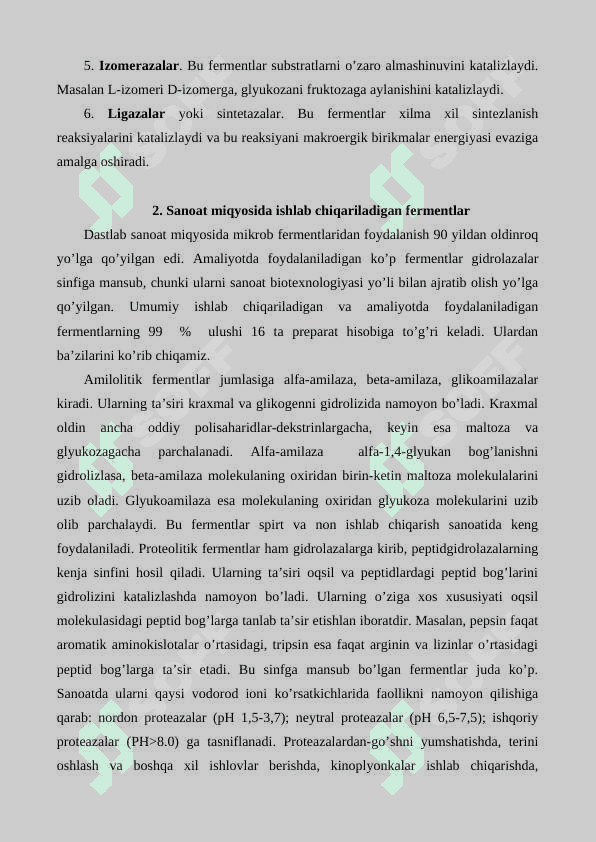 Fermentlarni mikrobiologik sintez yo’li bilan ajratib olish 3