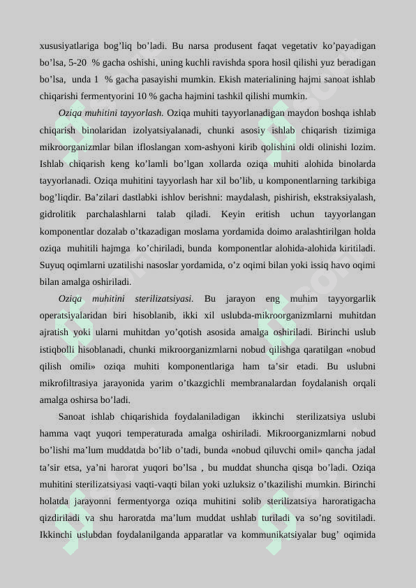 Fermentlarni mikrobiologik sintez yo’li bilan ajratib olish 7