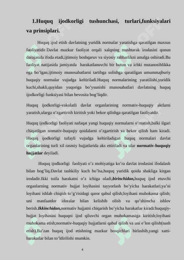 Huquq ijodkorligi tushunchasi, turlari, funksiyalari 4