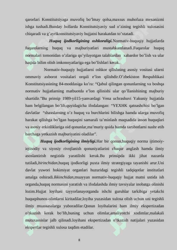 Huquq ijodkorligi tushunchasi, turlari, funksiyalari 8