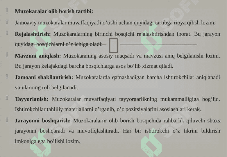Jamoaviy muzokaralar olib borish tartibi 6