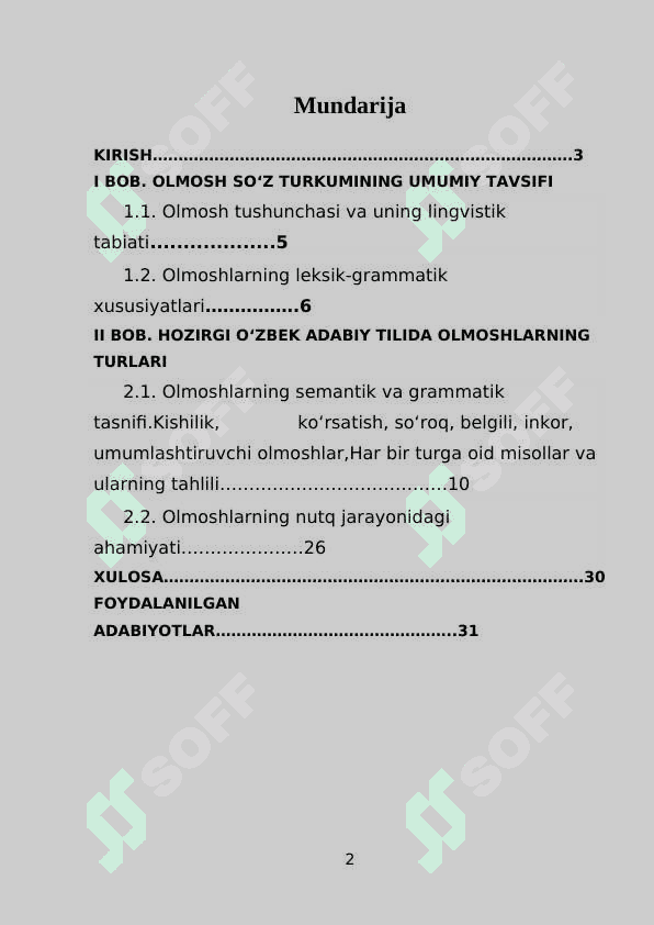 Hozirgi o'zbek adabiy tilida olmosh so'z turkumi kurs ishi 2