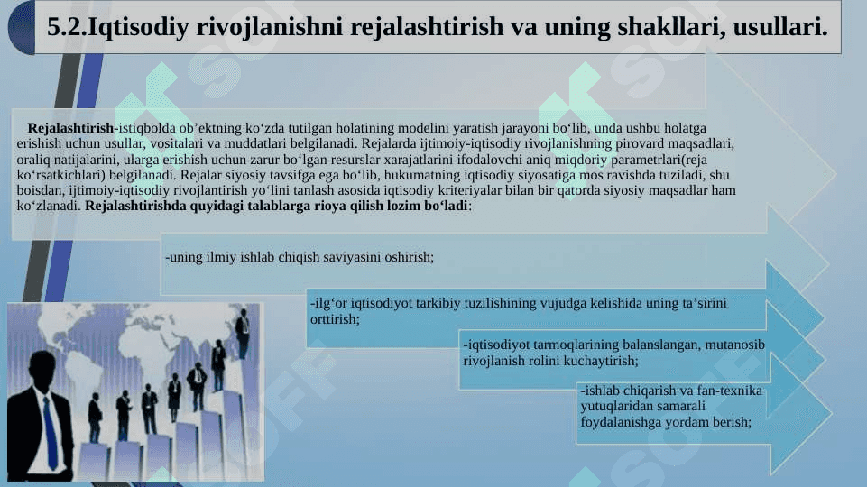 Ijtimoiy-iqtisodiy rivojlanishni  dasturlash, prognozlashtirish va rejalashtirish 5