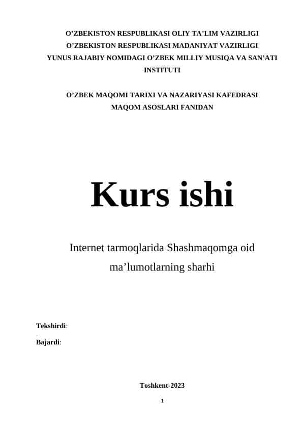 Internet tarmoqlarida Shashmaqomga oid ma’lumotlarning sharhi K