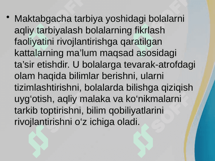 Maktabgacha ta’lim tashkilotlarida aqliy tarbiyani tashkil etish 4