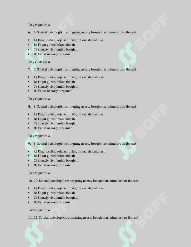 Korrelyatsiya tushunchasi va uning psixologik tadqiqotlardagi o‘rni. Spirmen korrelyatsiyasi 100 TA TEST JAVOBLARI BILAN 2