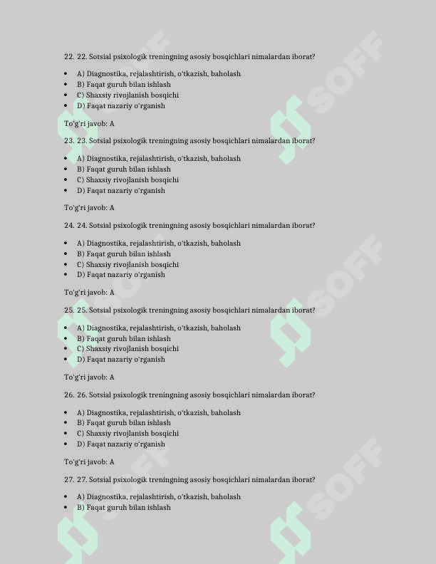 Korrelyatsiya tushunchasi va uning psixologik tadqiqotlardagi o‘rni. Spirmen korrelyatsiyasi 100 TA TEST JAVOBLARI BILAN 5