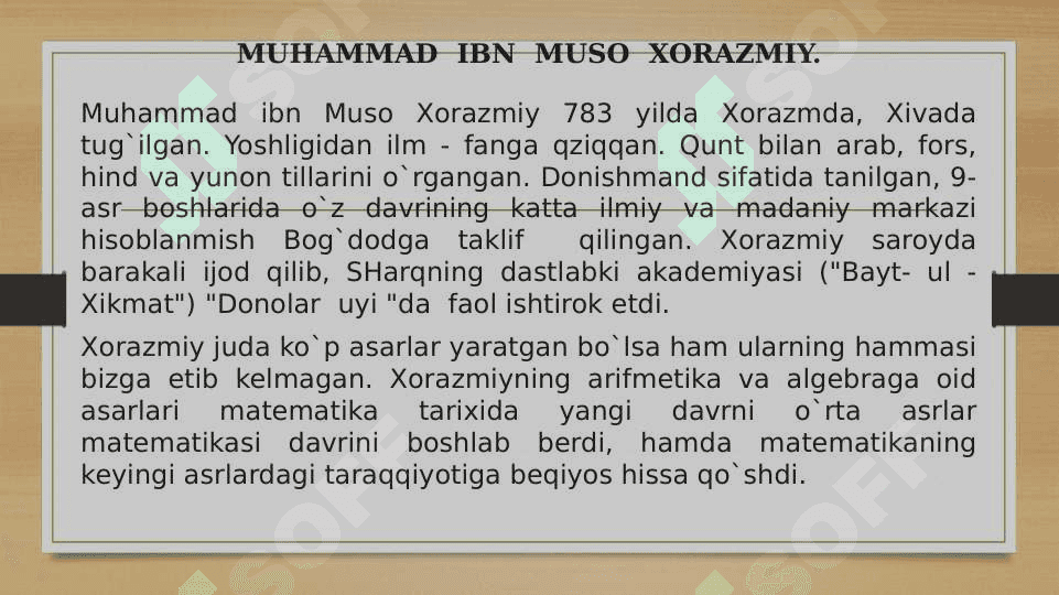 Sharq matematik olimlarining asarlarida arifmetikaning rivojlanishi haqida 4